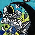 Tričko s vreckom krátky rukáv grafický dizajn Space Skater