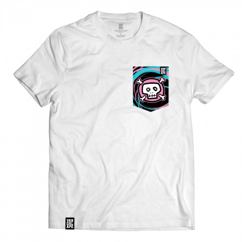 Tričko s vreckom krátky rukáv grafický dizajn Pink Skull