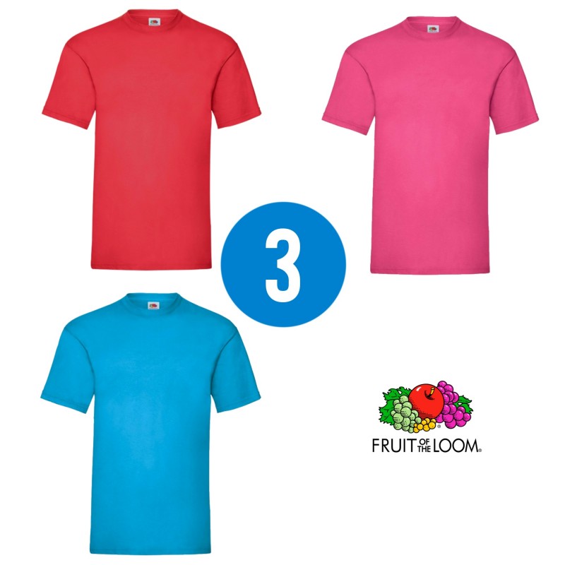3 PACK - Pánske tričko VALUEWEIGHT T , Red , Fuchsia, Azure blue