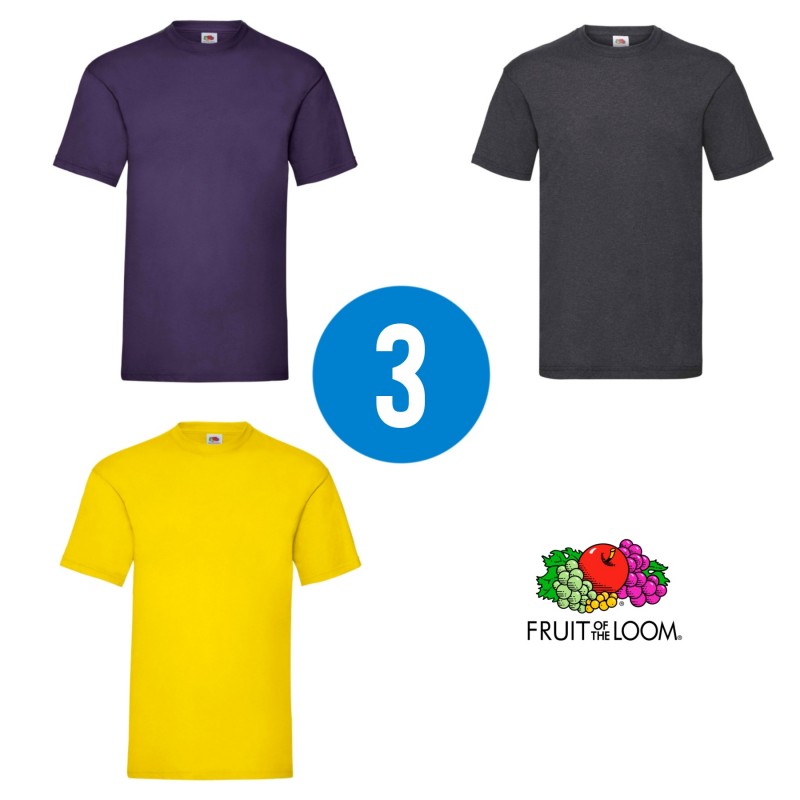3 PACK - Pánske tričko VALUEWEIGHT T , Purple, Dark heather grey, Sunflower
