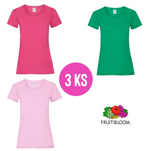 3 PACK - Dámske tričko LADY-FIT V-WEIGHT TEE , Fuchsia, Kelly green, Light pink