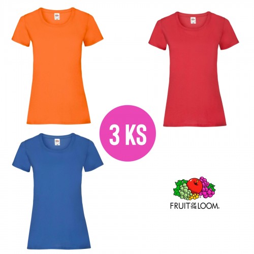 3 PACK - Dámske tričko LADY-FIT V-WEIGHT TEE , Orange, Red, Royal blue
