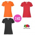 3 PACK - Dámske tričko LADY-FIT V-WEIGHT TEE , Orange, Red, Black