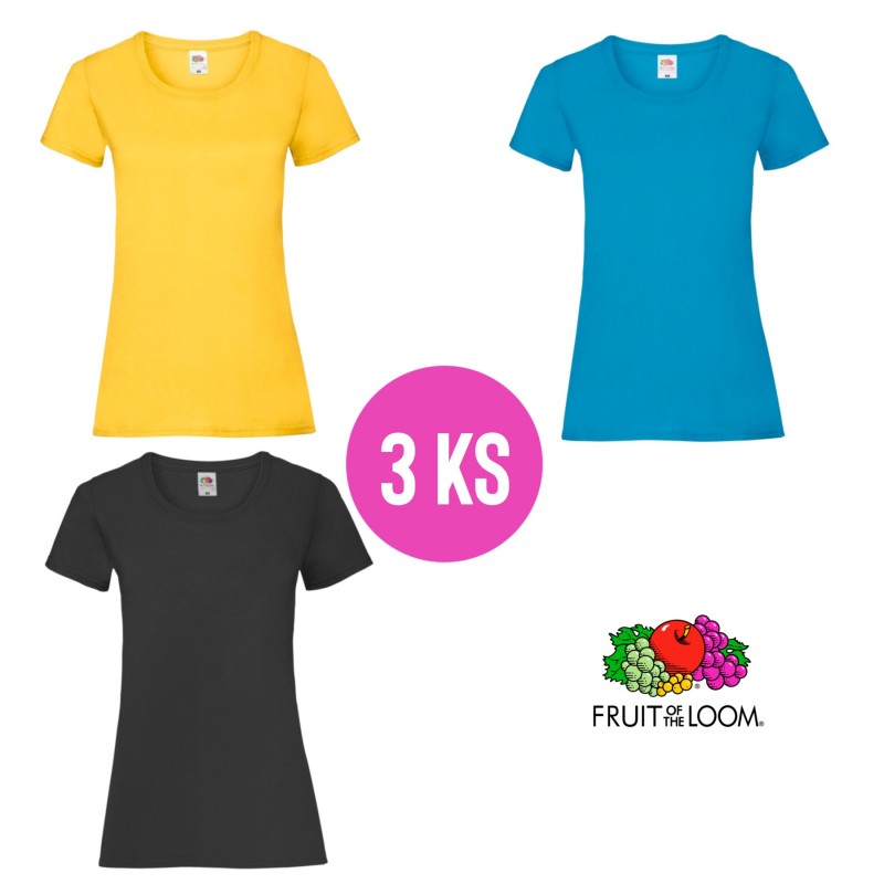 3 PACK - Dámske tričko LADY-FIT V-WEIGHT TEE , Sunflower, Azure blue, Black