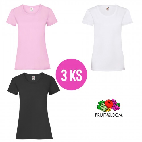 3 PACK - Dámske tričko LADY-FIT V-WEIGHT TEE , Light pink, White, Black